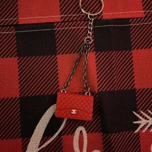 Red Quilted Fashion Mini Bag Keychain NWT $15